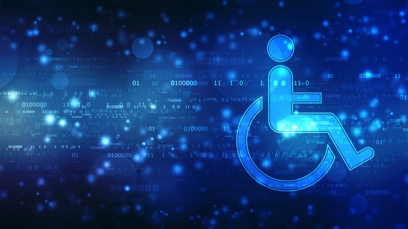 Accessability Icon auf technischem blauen Hintergrund