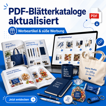 Alle PDF-Blätterkataloge für Werbeartikel und süße Werbung sind aktualisiert. der-BERGMANN zeigt das neue Sortiment 2026 zum Durchblättern.