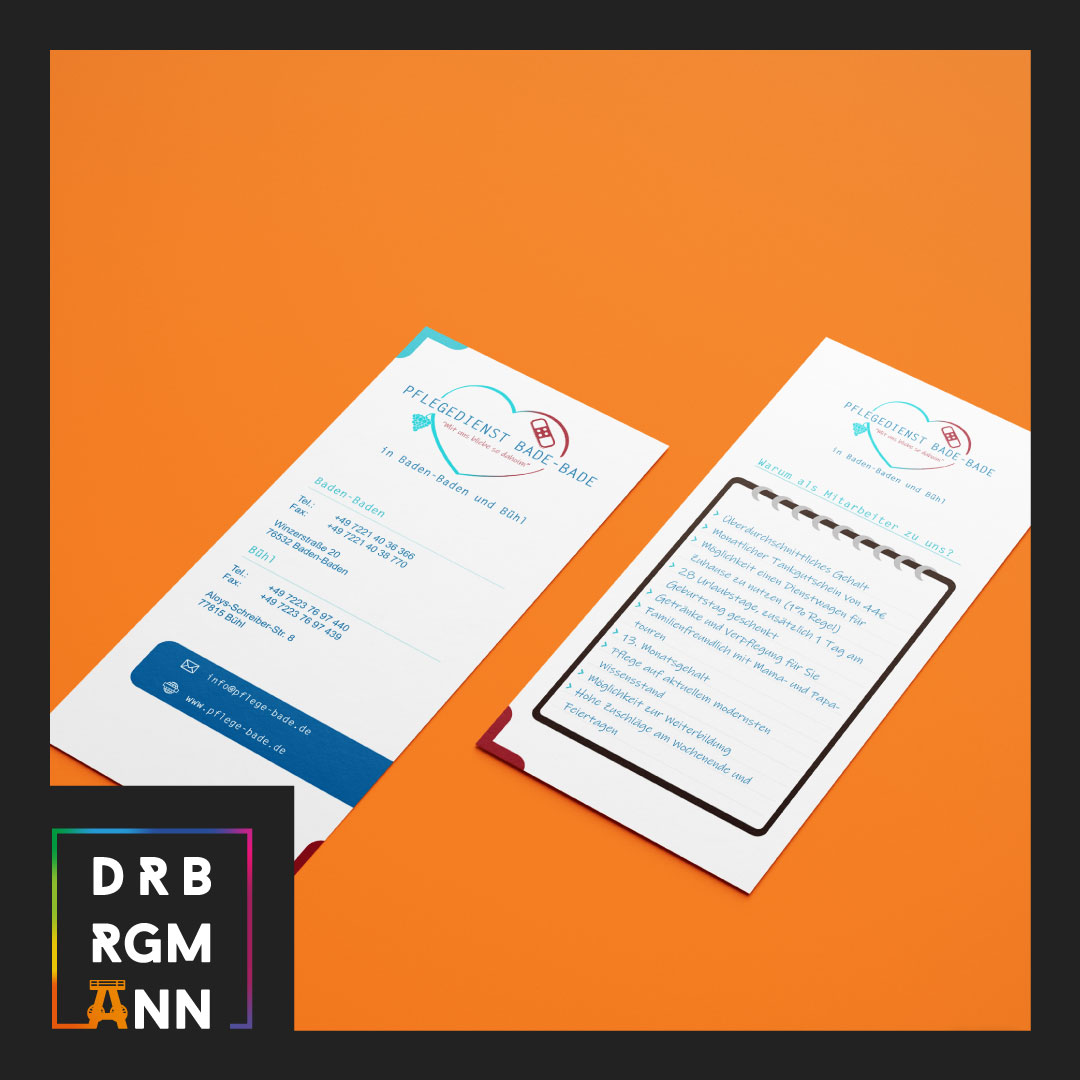 Flyer als Beileger f&uuml;r Pflegedienst Bade-Bade
